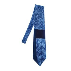 Firenze 100% Silk Tie Blue Abstract Patchwork Print Made In Italy Men's Necktie